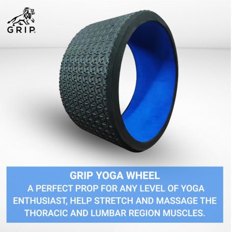 Grip Yoga Wheel - A Perfect Prop For Any Level Of Yoga Enthusiast, Help Stretch And Massage The Thoracic And Lumbar Region Muscles Improving Strength, Flexibility, And Balance, High Quality; 13 Inches Diameter | Blue Color - CBD Store India