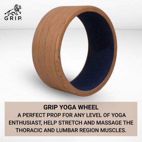 Grip Yoga Wheel - A Perfect Prop For Any Level Of Yoga Enthusiast, Help Stretch And Massage The Thoracic And Lumbar Region Muscles Improving Strength, Flexibility, And Balance, Standard Quality; 13 Inches Diameter.