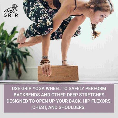 Grip Yoga Wheel - A Perfect Prop For Any Level Of Yoga Enthusiast, Help Stretch And Massage The Thoracic And Lumbar Region Muscles Improving Strength, Flexibility, And Balance, Standard Quality; 13 Inches Diameter.