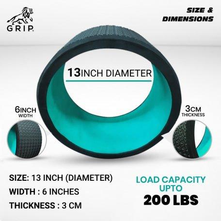 Grip Yoga Wheel - A Perfect Prop For Any Level Of Yoga Enthusiast, Help Stretch And Massage The Thoracic And Lumbar Region Muscles Improving Strength, Flexibility, And Balance, High Quality; 13 Inches Diameter | Green ColorYoga toolGrip Yoga Wheel - A Perfect Prop For Any Level Of Yoga Enthusiast-Green
