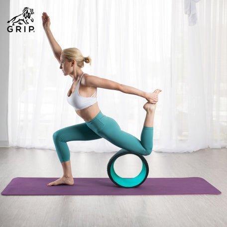 Grip Yoga Wheel - A Perfect Prop For Any Level Of Yoga Enthusiast, Help Stretch And Massage The Thoracic And Lumbar Region Muscles Improving Strength, Flexibility, And Balance, High Quality; 13 Inches Diameter | Green Color.