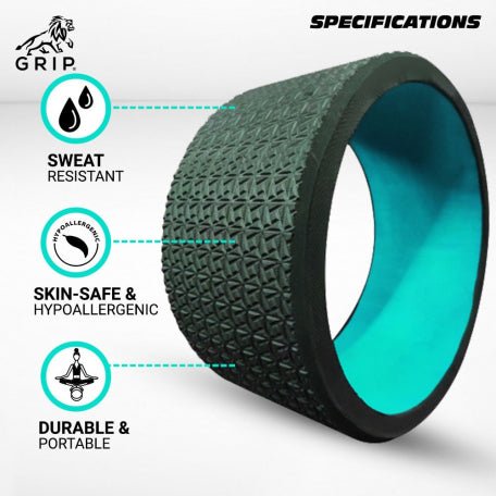 Grip Yoga Wheel - A Perfect Prop For Any Level Of Yoga Enthusiast, Help Stretch And Massage The Thoracic And Lumbar Region Muscles Improving Strength, Flexibility, And Balance, High Quality; 13 Inches Diameter | Green Color - CBD Store India