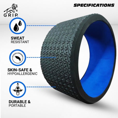 Grip Yoga Wheel - A Perfect Prop For Any Level Of Yoga Enthusiast, Help Stretch And Massage The Thoracic And Lumbar Region Muscles Improving Strength, Flexibility, And Balance, High Quality; 13 Inches Diameter | Blue Color - CBD Store India