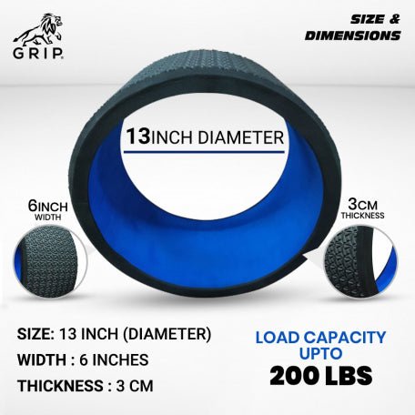 Grip Yoga Wheel - A Perfect Prop For Any Level Of Yoga Enthusiast, Help Stretch And Massage The Thoracic And Lumbar Region Muscles Improving Strength, Flexibility, And Balance, High Quality; 13 Inches Diameter | Blue Color - CBD Store India