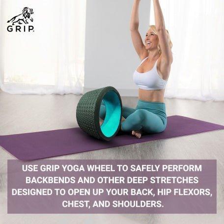 Grip Yoga Wheel - A Perfect Prop For Any Level Of Yoga Enthusiast, Help Stretch And Massage The Thoracic And Lumbar Region Muscles Improving Strength, Flexibility, And Balance, High Quality; 13 Inches Diameter | Green Color.