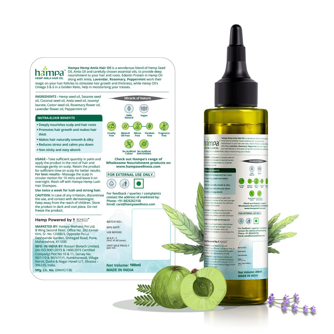 Hampa Wellness - Hemp Amla Hair Oil - CBD Store India