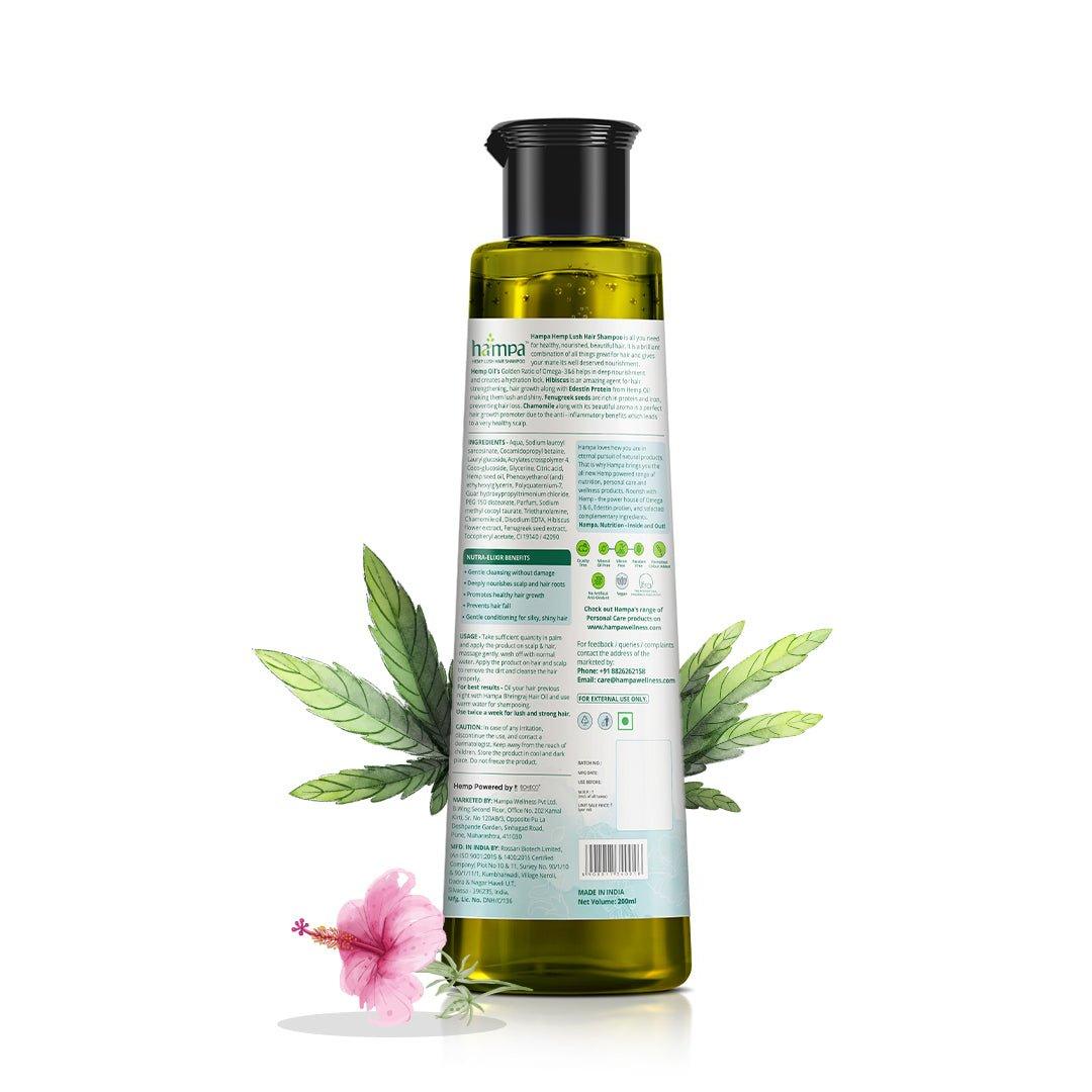 Hampa Wellness - Hemp Bhringraj Hair Oil 100ml And Hampa Hemp Lush Hair Shampoo 200mlHemp hair careHampa Hemp Bhringraj Oil & Lush Shampoo - Hemp Hair Care