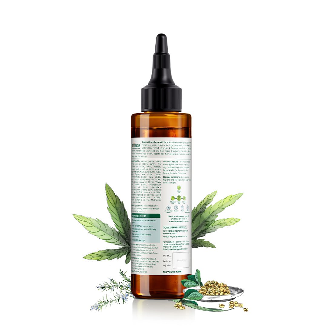 Hampa Wellness - Hemp Hair Regrowth Serum - CBD Store India