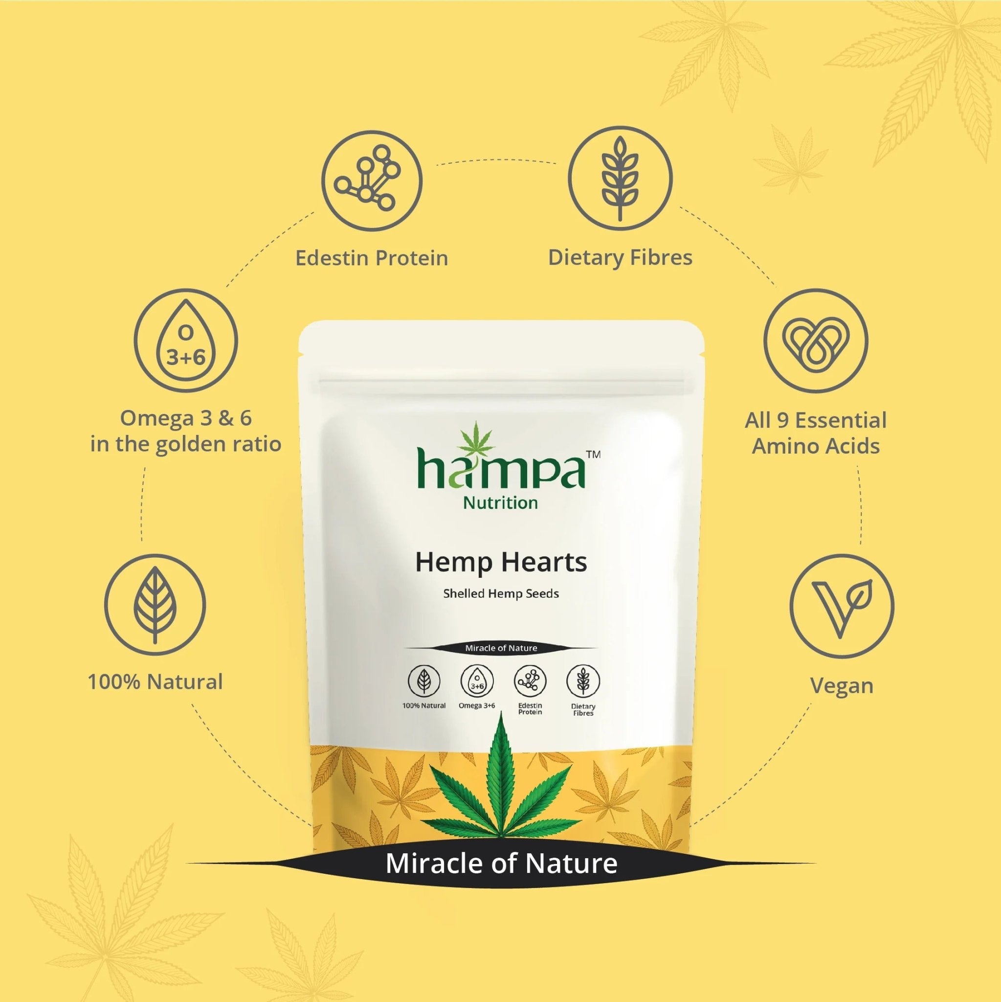 Hampa Wellness - Hemp Hearts | Shelled Hemp Seeds - CBD Store India