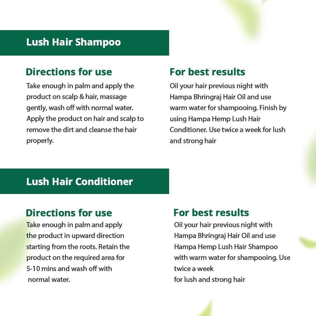 Hampa Wellness - Hemp Lush Hair Shampoo 200ml + Hemp Lush Hair Conditioner 200ml.