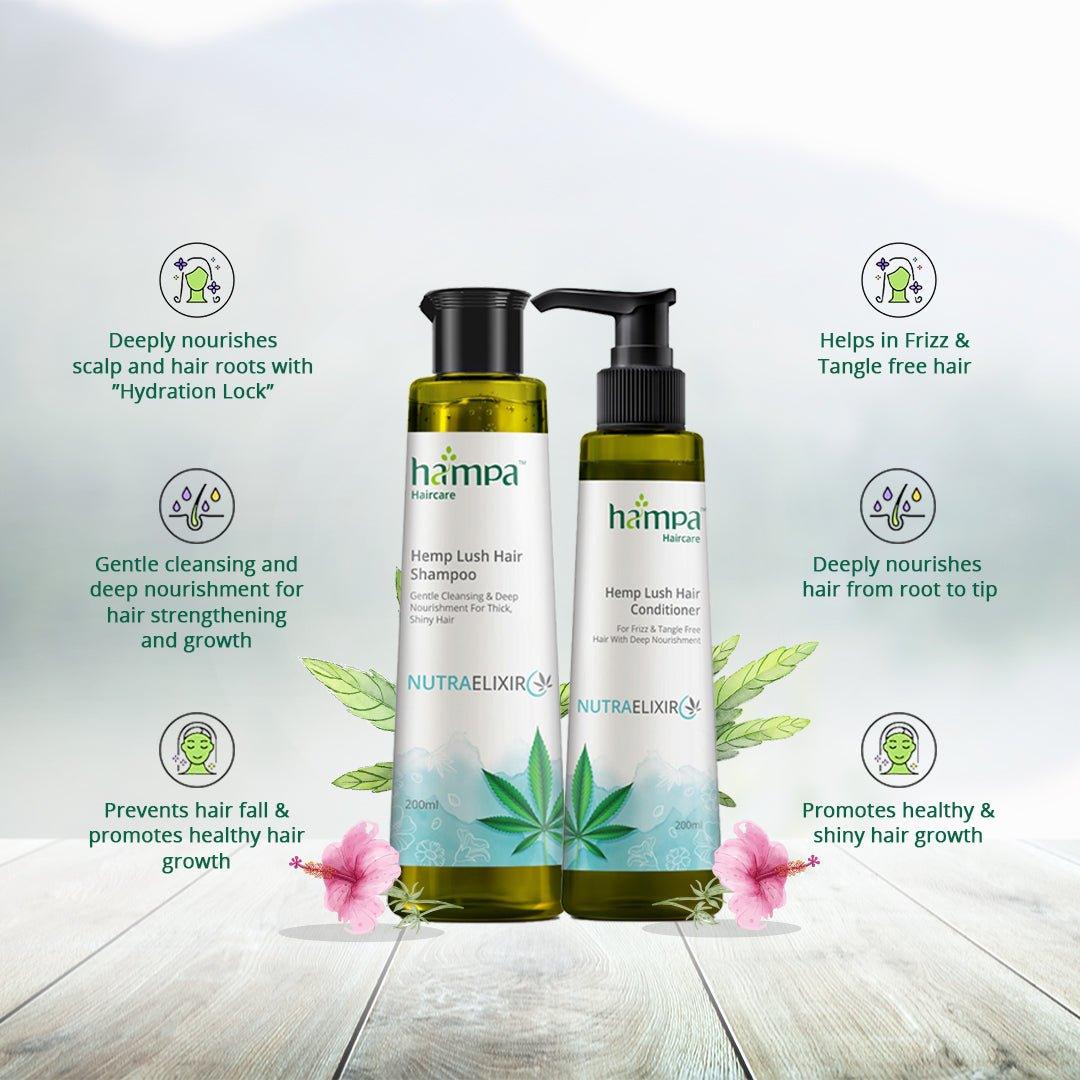 Hampa Wellness - Hemp Lush Hair Shampoo 200ml + Hemp Lush Hair Conditioner 200mlShampoo + ConditionerHepa Wellness Hemp Hair Shampoo & Conditioner 200ml