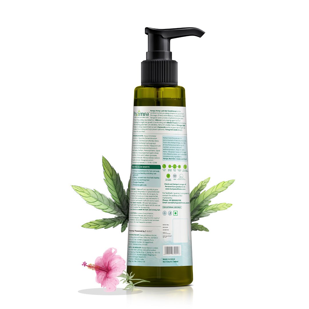 Hampa Wellness - Hemp Lush Hair Shampoo 200ml + Hemp Lush Hair Conditioner 200ml - CBD Store India