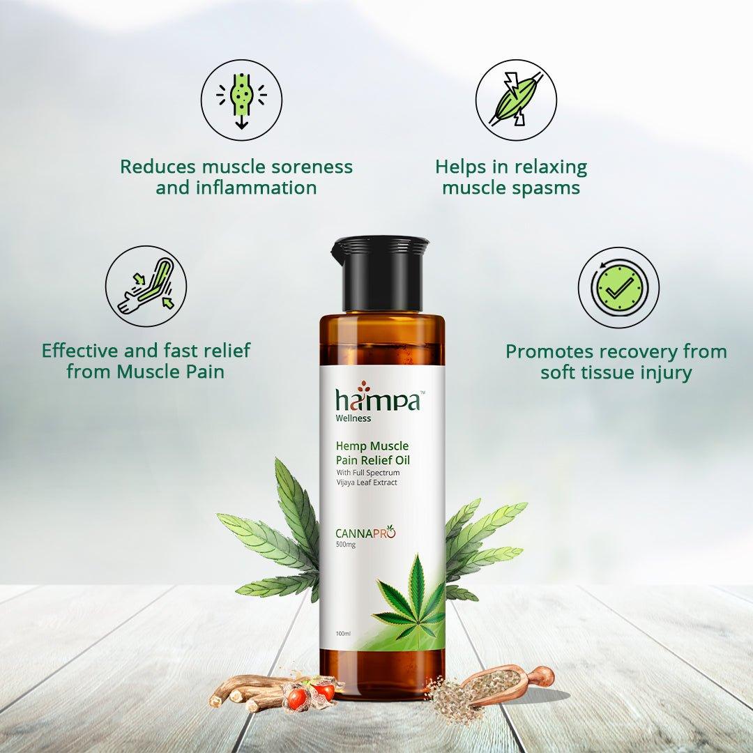 Hampa Wellness - Hemp Muscle Pain Relief OilCBD Massage OilHampa Hemp Muscle Relief - Fast Ayurvedic Oil