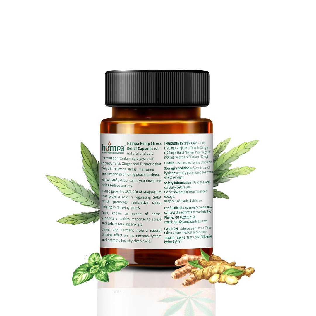 Hampa Wellness - Hemp Stress Relief Capsules - CBD Store India