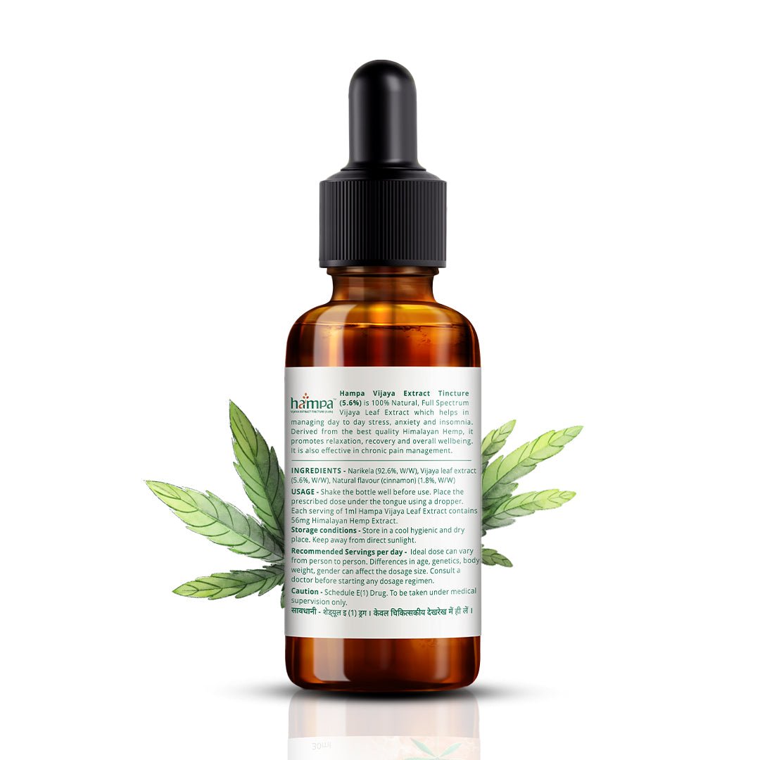 Hampa Wellness - Vijaya Extract Tincture (5.6%, Cinnamon Flavour) | Full Spectrum Oil with the Superpower of Hemp - CBD Store India