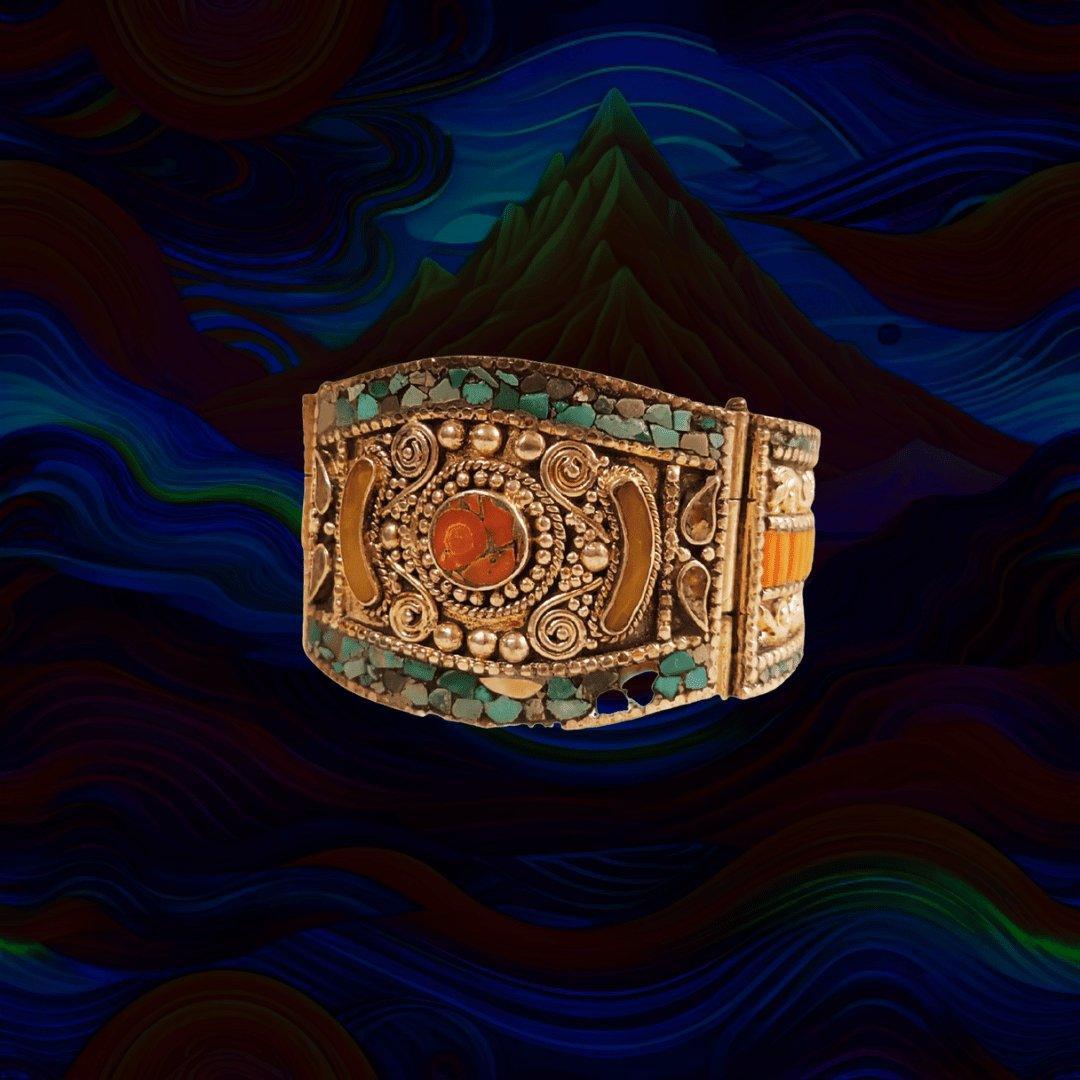 Healing Artefact - Tibetan Turquoise & Coral Sacred Bracelet.