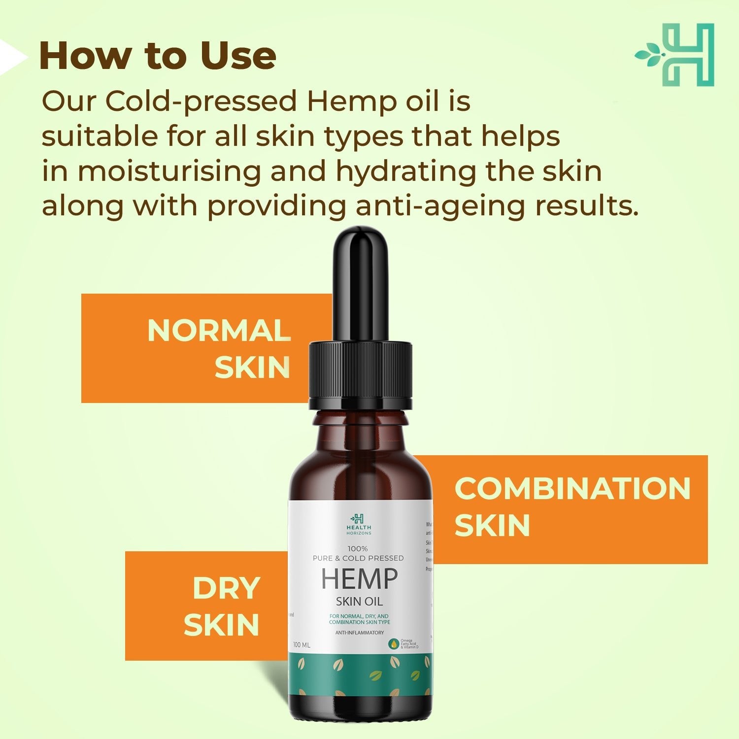 Health Horizons Cold Pressed Hemp Oil for Massage -100 ml - CBD Store India