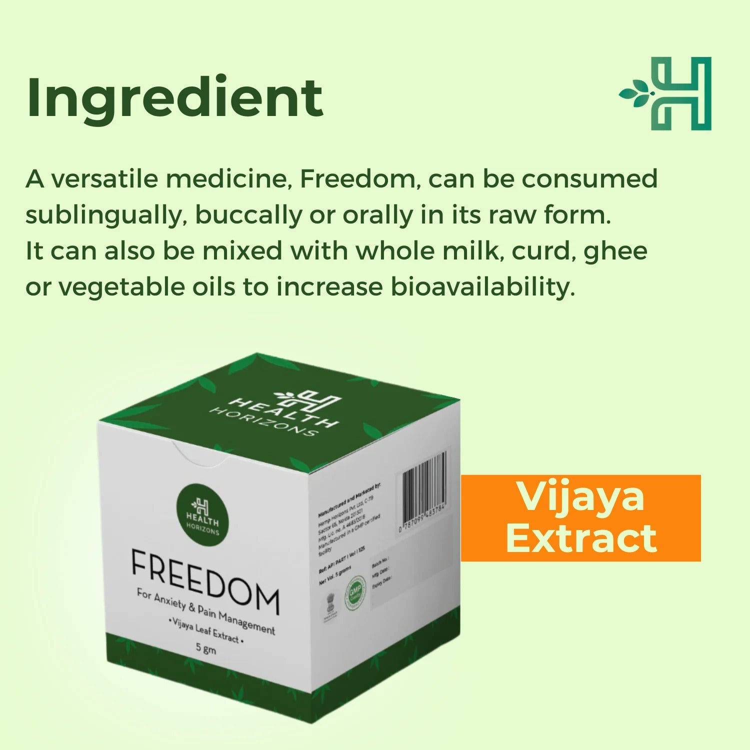 Health Horizons Freedom High THC Extract | 2:5 CBD:THC, 5000mg Full Spectrum | Anti Anxiety & Pain Management, 5 gms - CBD Store India
