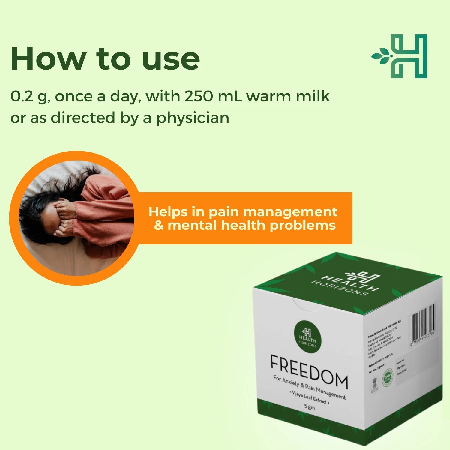 Health Horizons Freedom High THC Extract | 2:5 CBD:THC, 5000mg Full Spectrum | Anti Anxiety & Pain Management, 5 gms - CBD Store India