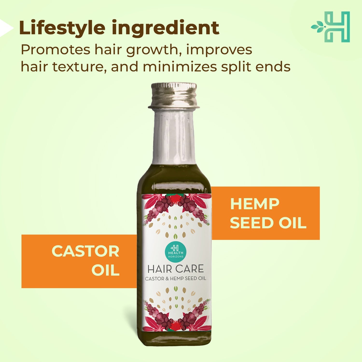 Health Horizons Hair Care | Cold Pressed Hair oil | Castor and Hemp Seed Oil | For Men and Women - 100ml - CBD Store India