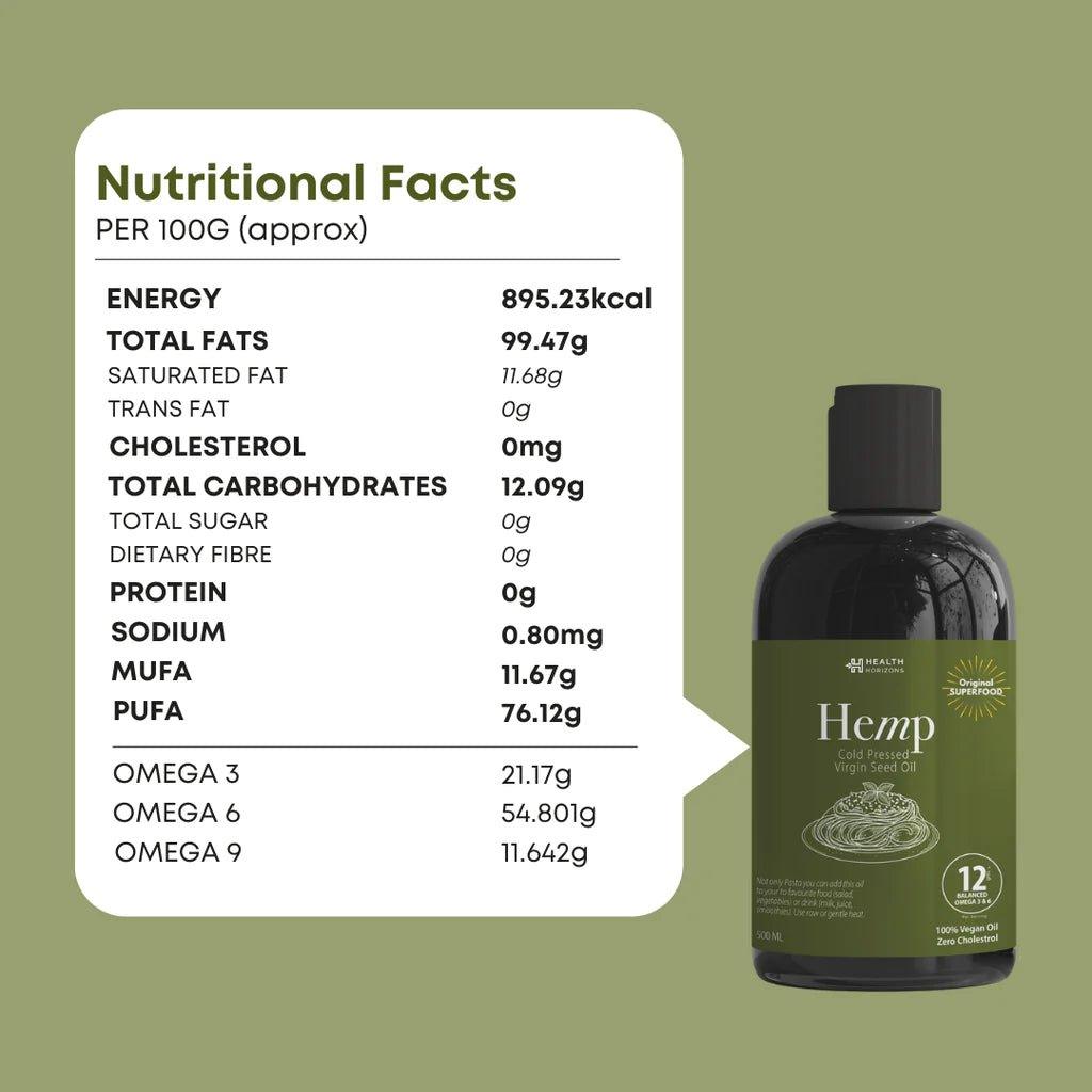 Health Horizons Hemp Seed Oil - 500ml.
