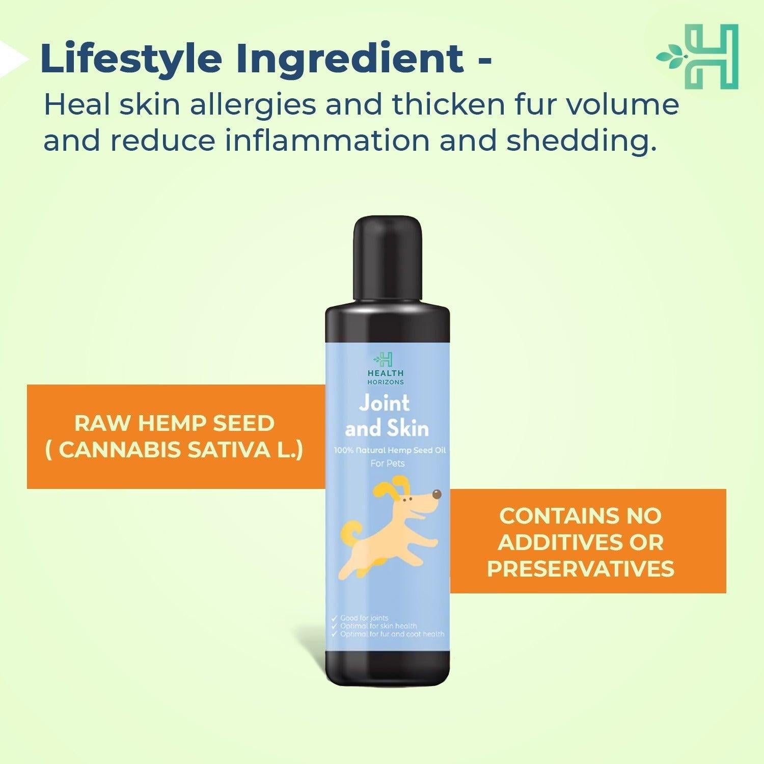 Health Horizons Joint & Skin Oil - Natural Hemp Seed Oil for Pets - 200ml.