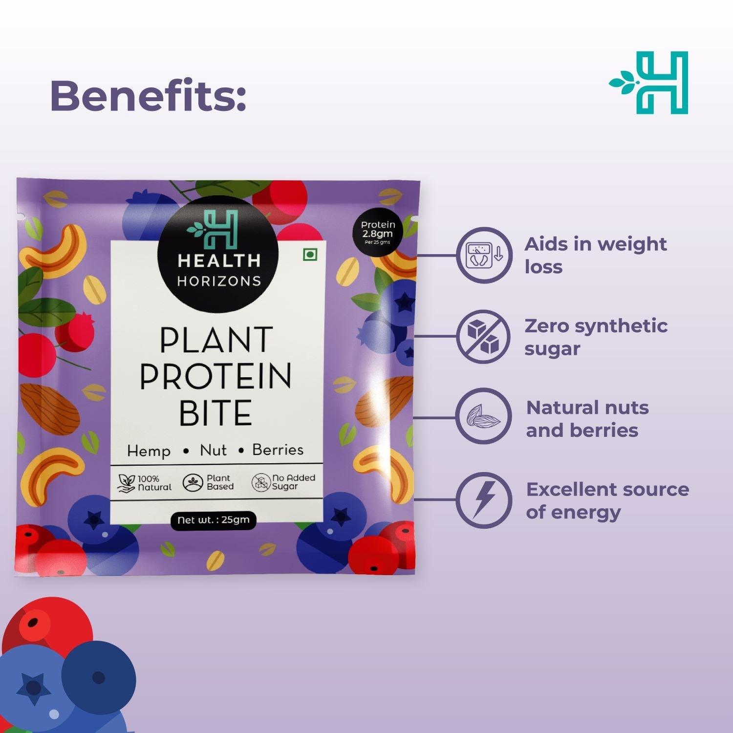 Health Horizons Plant Protein Bites - Cranberry & Blueberry Flavour (Pack of 12)Hemp Protein PowderHealth Horizons Plant Protein Bites | Cranberry & Blueberry Flavour
