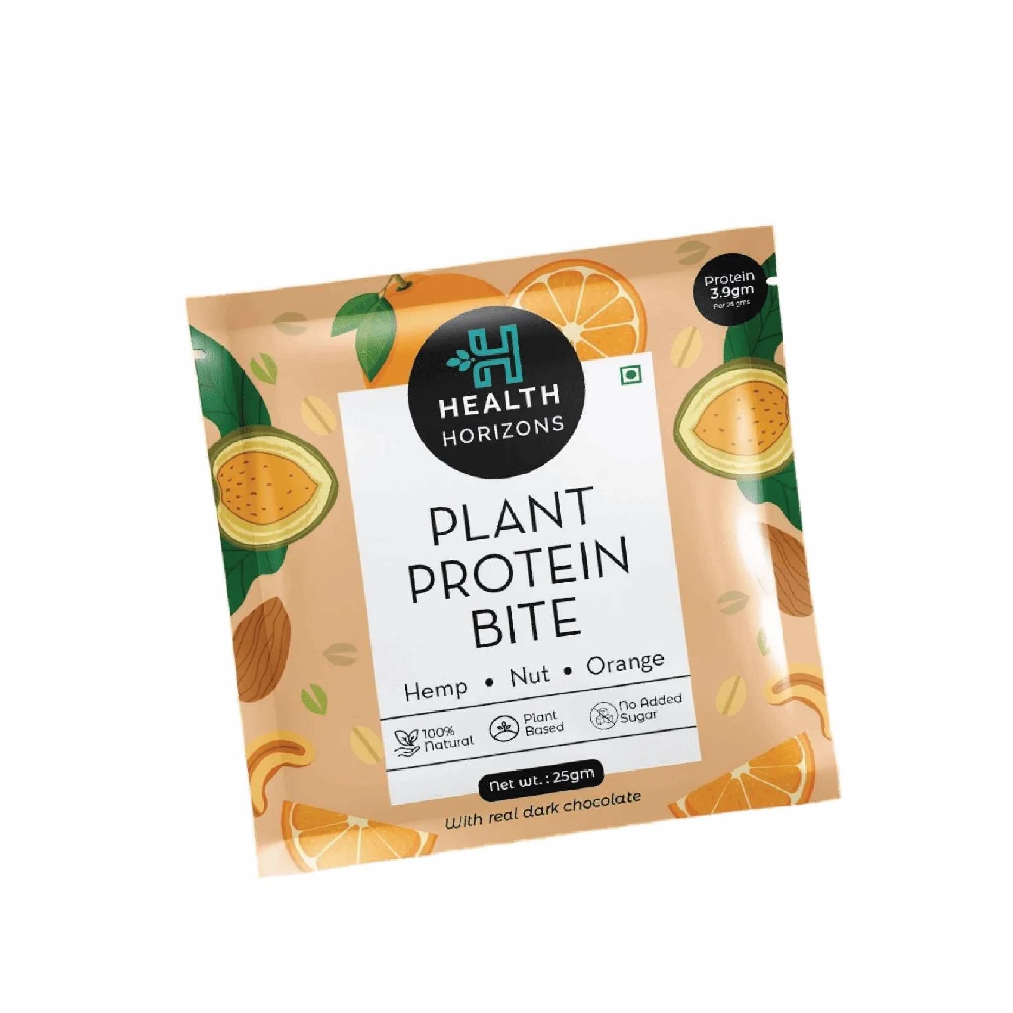 Health Horizons Plant Protein Bites - Orange & Dark Chocolate Flavour (Pack of 12) - CBD Store India