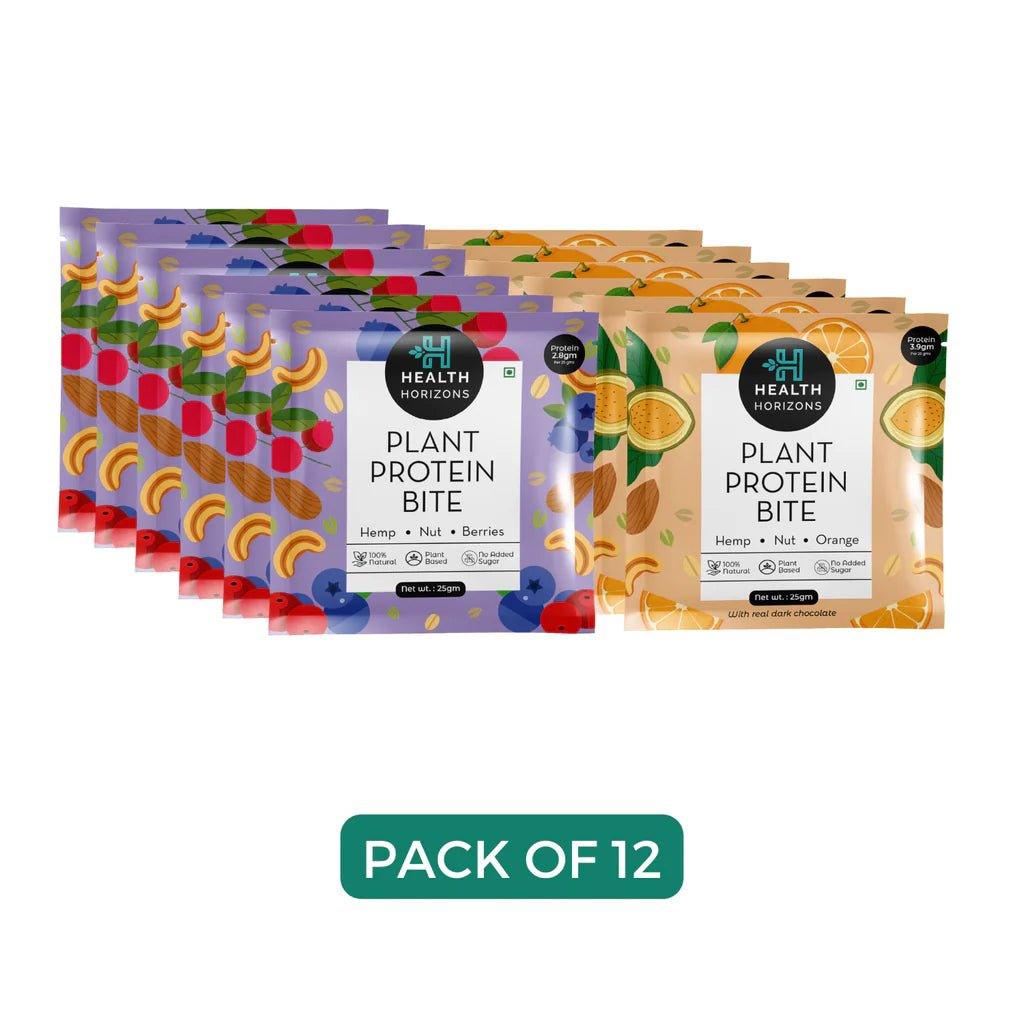 Health Horizons Plant Protein Bites - Pack of 12Protein biteHealth Horizons Plant Protein Bites | Cocoa, Orange & Berries Flavour