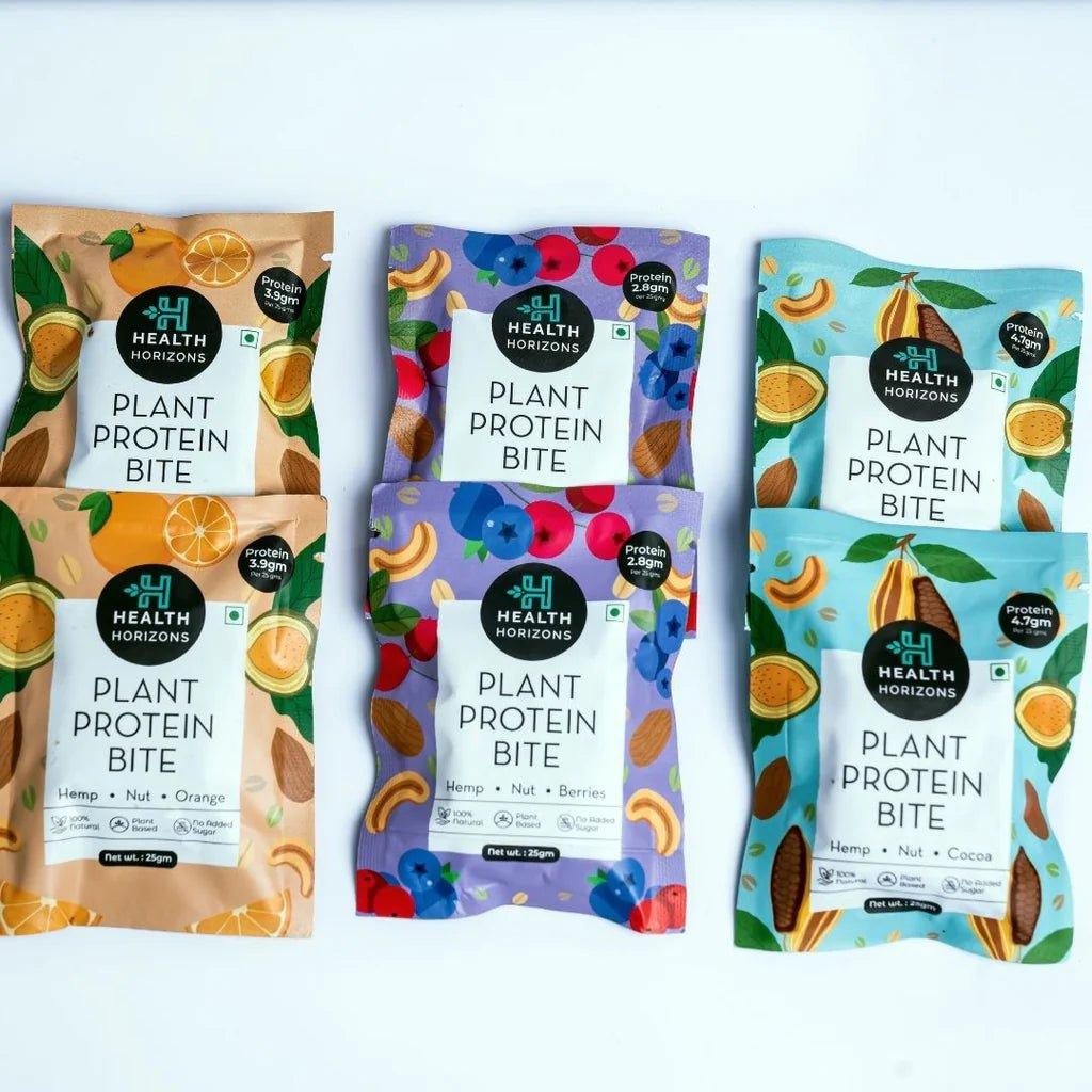 Health Horizons Plant Protein Bites - Pack of 12Protein biteHealth Horizons Plant Protein Bites | Cocoa, Orange & Berries Flavour