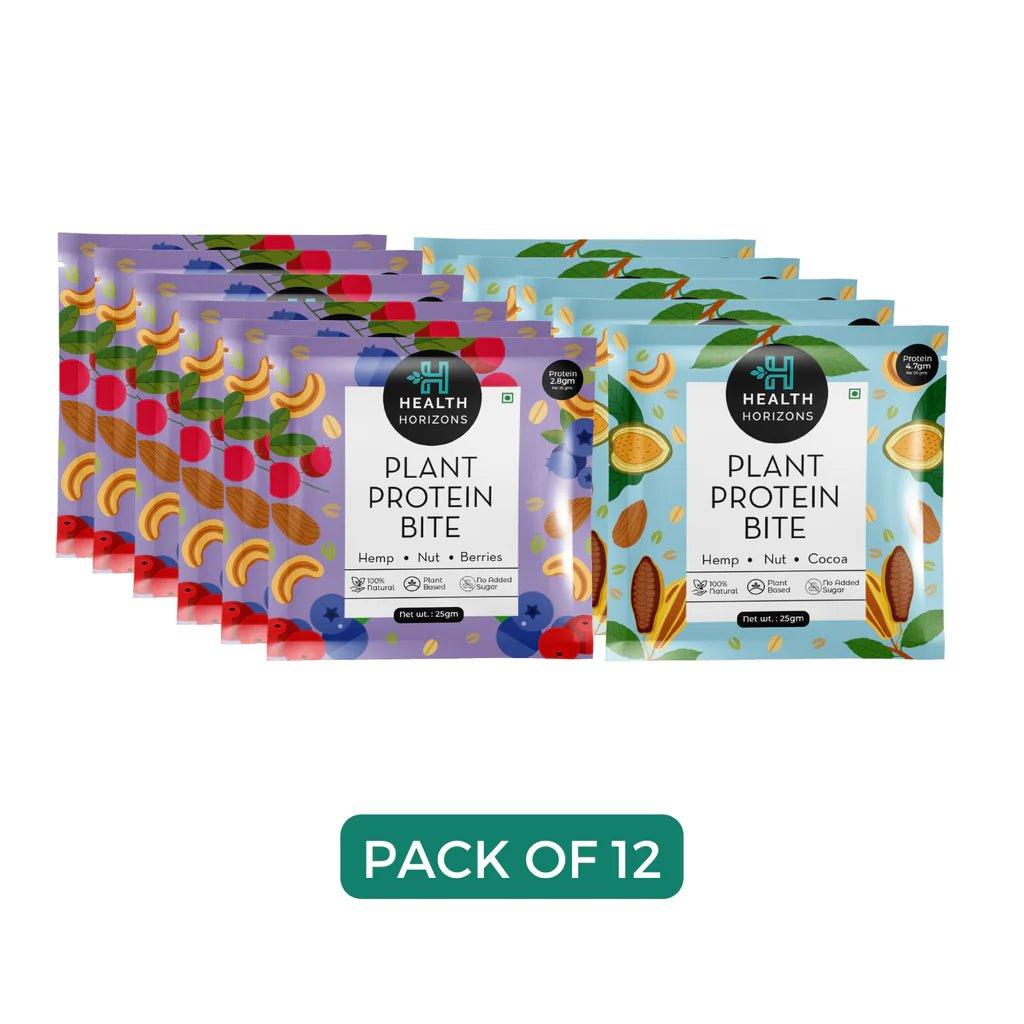 Health Horizons Plant Protein Bites - Pack of 12Protein biteHealth Horizons Plant Protein Bites | Cocoa, Orange & Berries Flavour