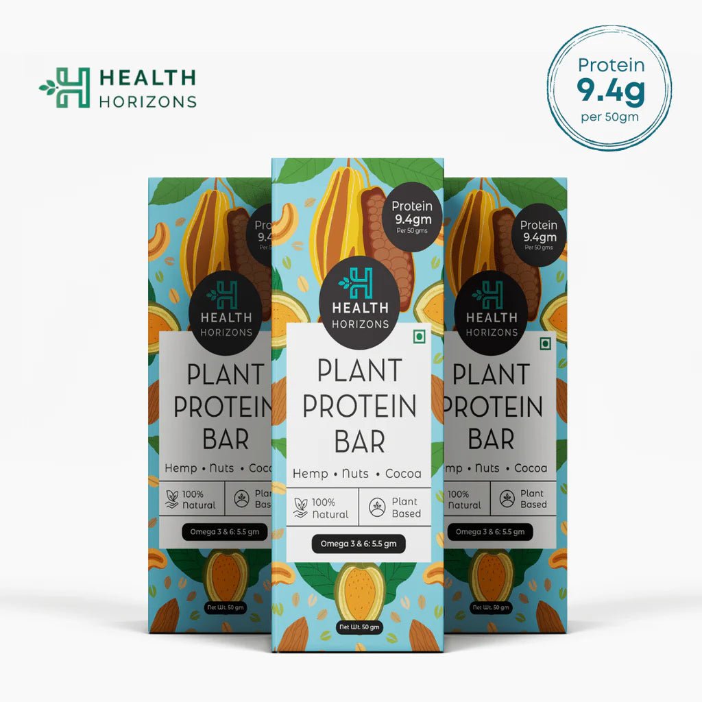 Health Horizons Protein Bar - Hemp Protein with Dates, Cashews, Almonds, Cacao Powder and Cacao Butter (Pack of 3) - CBD Store India