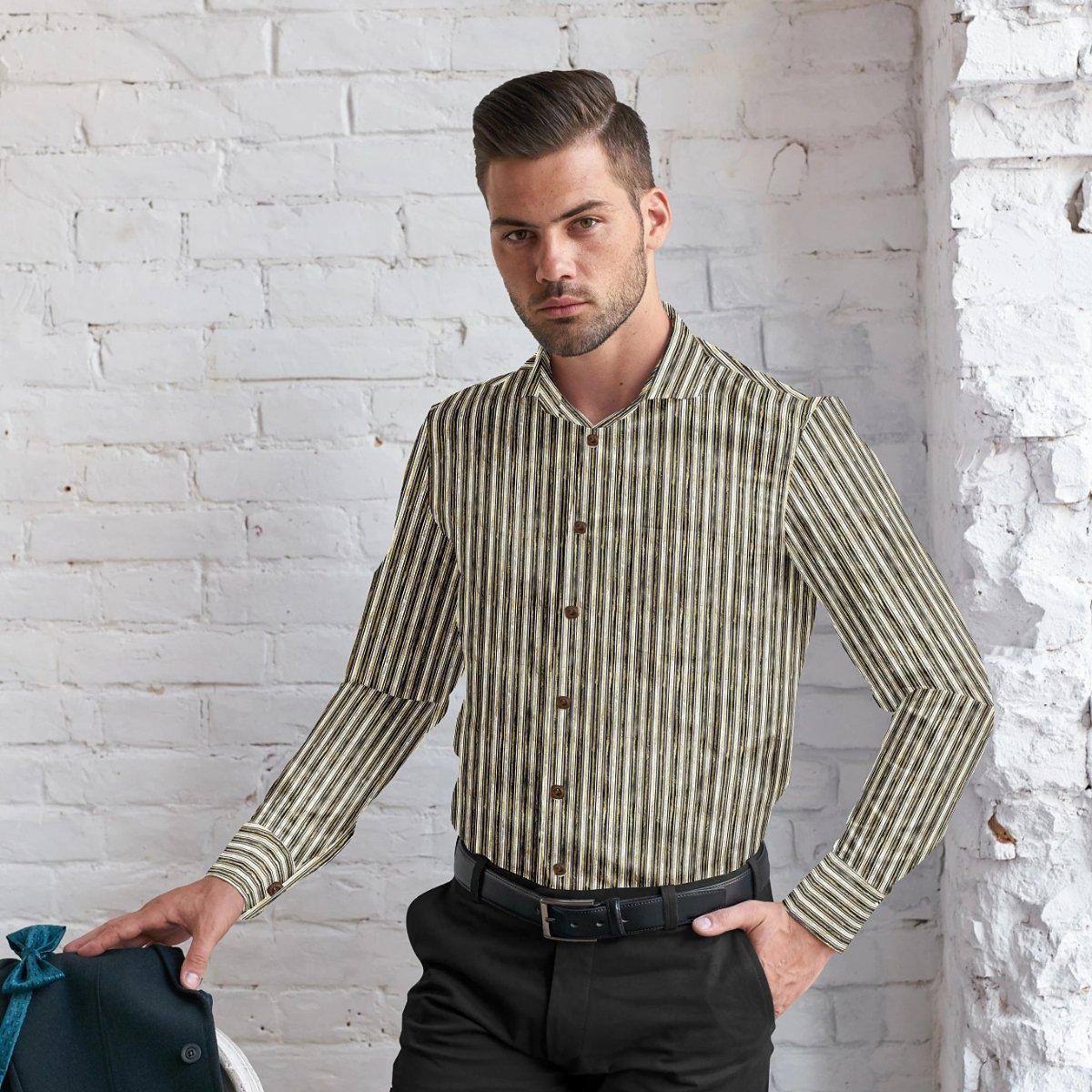 Hemploom - Bohemian Hemp Shirt in Gold Print.