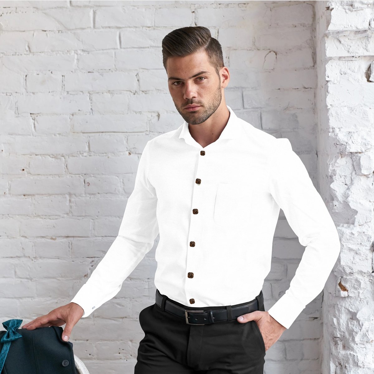 Hemploom - Classic Hemp & Bamboo Shirt in Solid White - CBD Store India