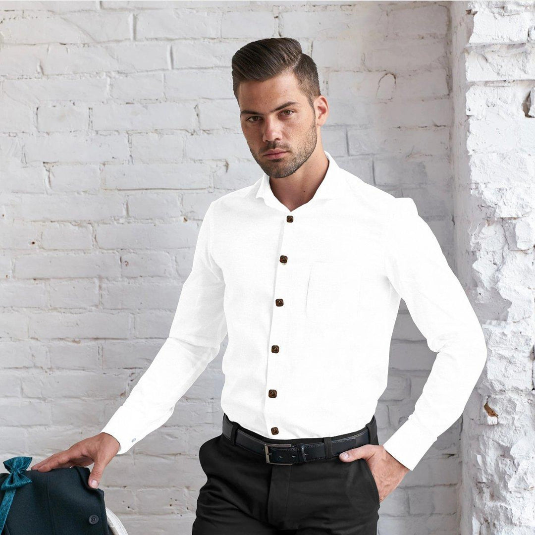 Hemploom - Classic Hemp & Cotton Shirt in Solid WhiteMen's WearHemploom - Classic Hemp & Cotton Shirt in Solid White | Hemp Clothing