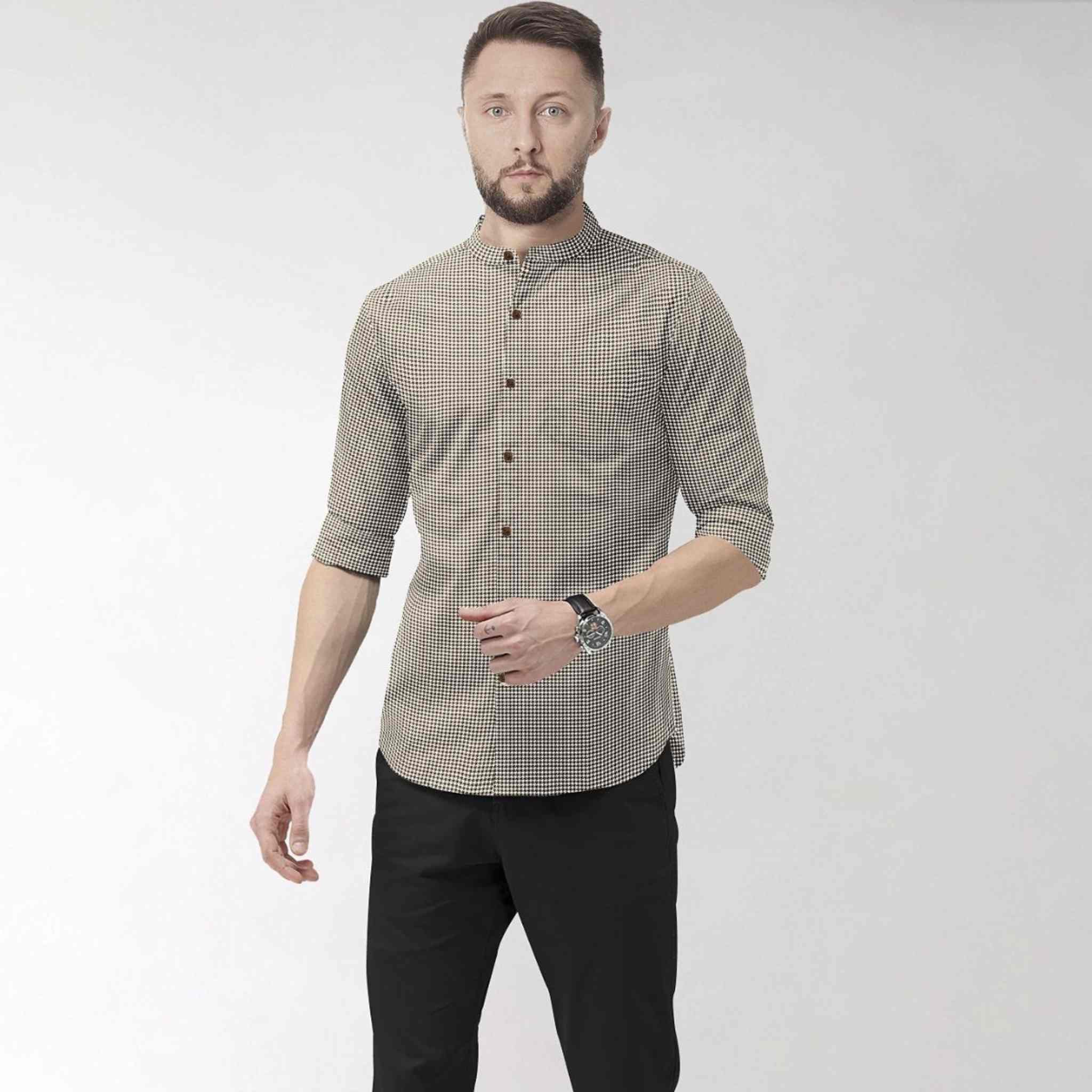 Hemploom - Contemporary Hemp Shirt in Houndstooth Print - CBD Store India