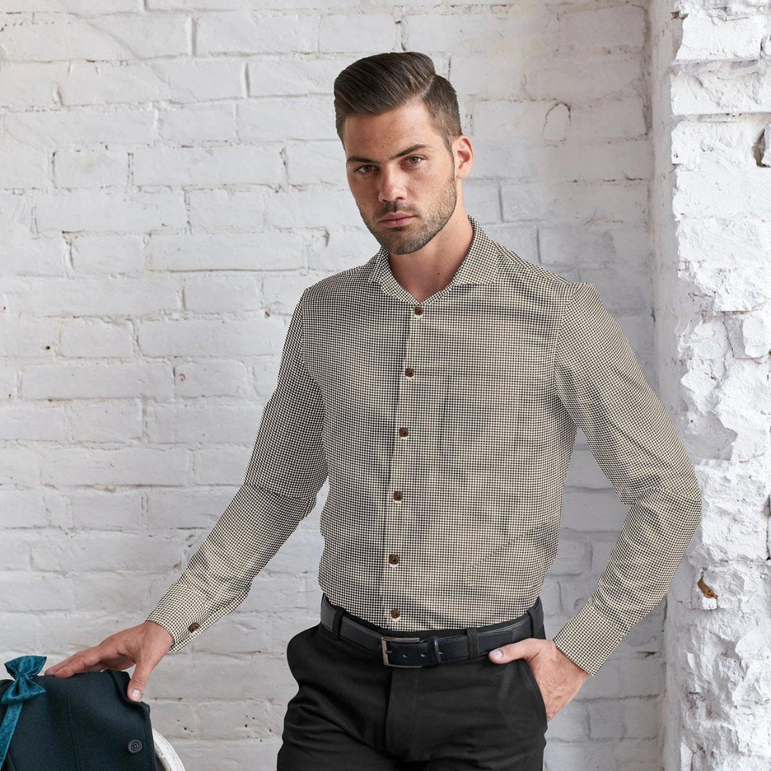 Hemploom - Contemporary Hemp Shirt in Houndstooth PrintMen's WearHemploom - Contemporary Hemp Shirt in Houndstooth Print | Hemp Clothing