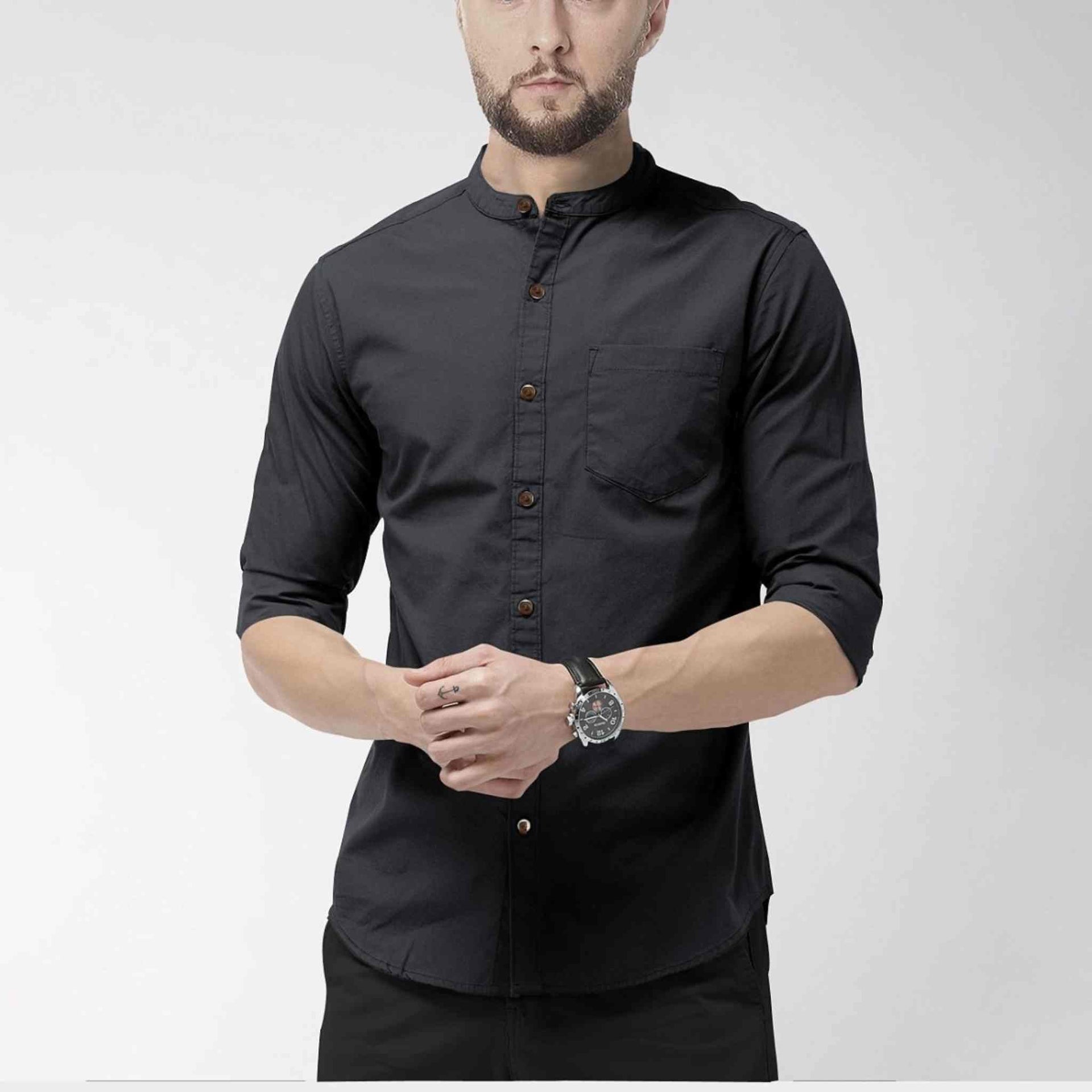 Hemploom - Elegant Hemp & Cotton Shirt in Black - CBD Store India
