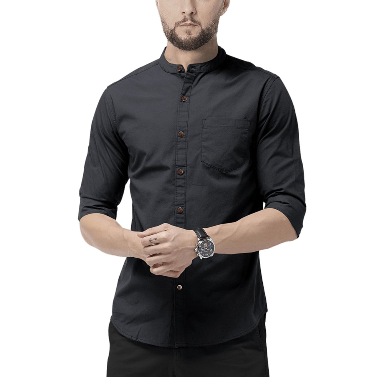 Hemploom - Elegant Hemp & Cotton Shirt in Black - CBD Store India