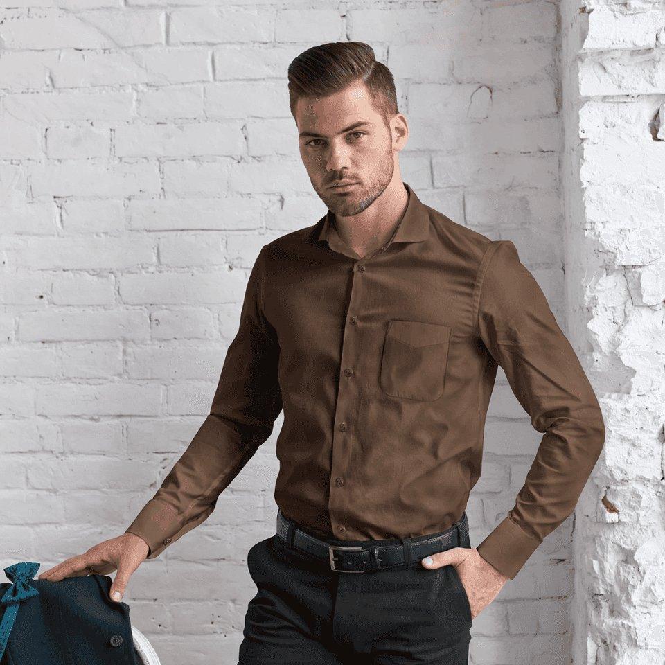 Hemploom - Elegant Hemp Shirt in Brown.