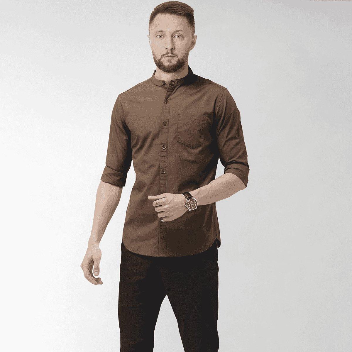 Hemploom - Elegant Hemp Shirt in Brown.