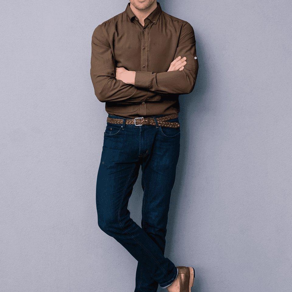 Hemploom - Elegant Hemp Shirt in Brown.