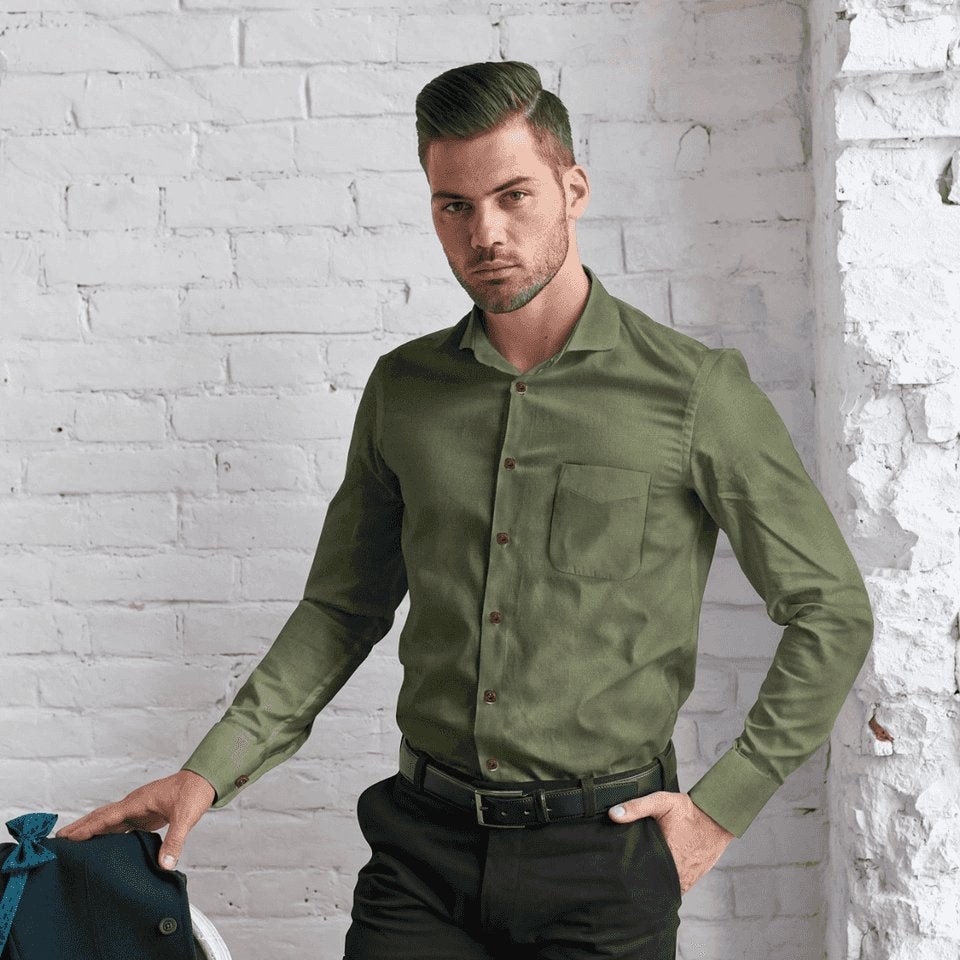 Hemploom - Elegant Hemp Shirt in Olive Green - CBD Store India