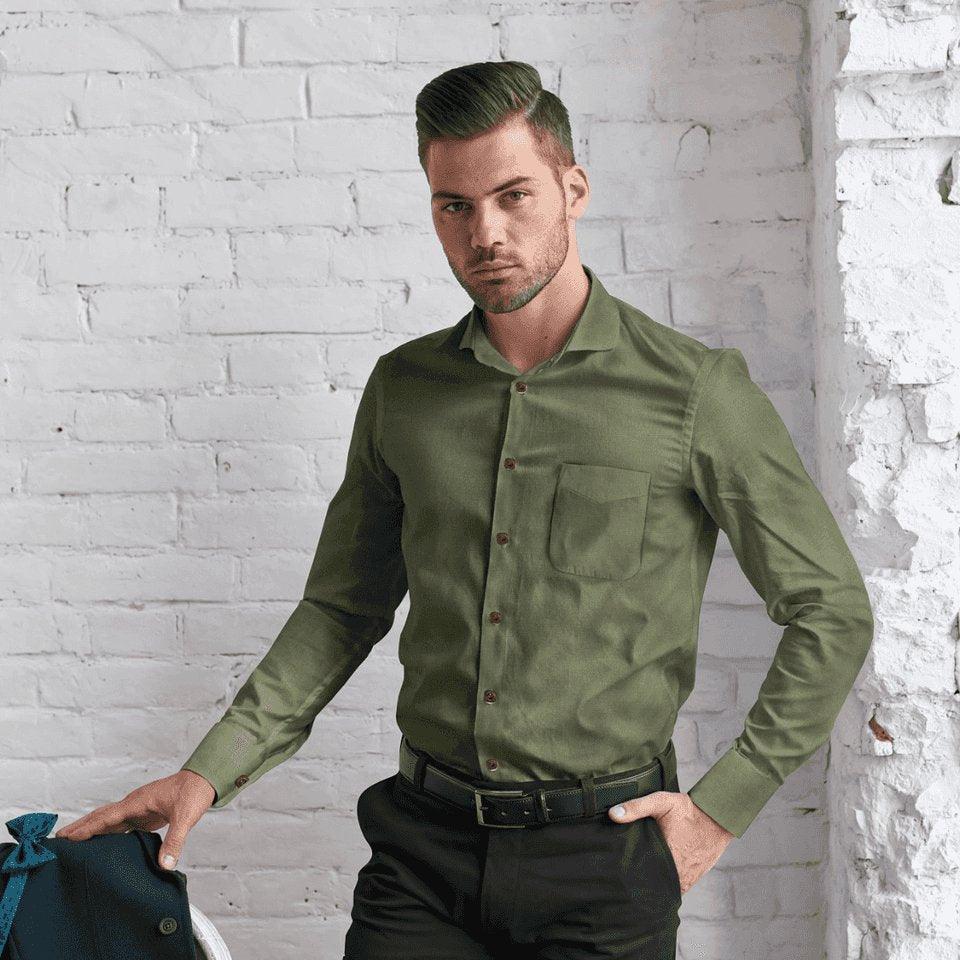 Hemploom - Elegant Hemp Shirt in Olive Green.