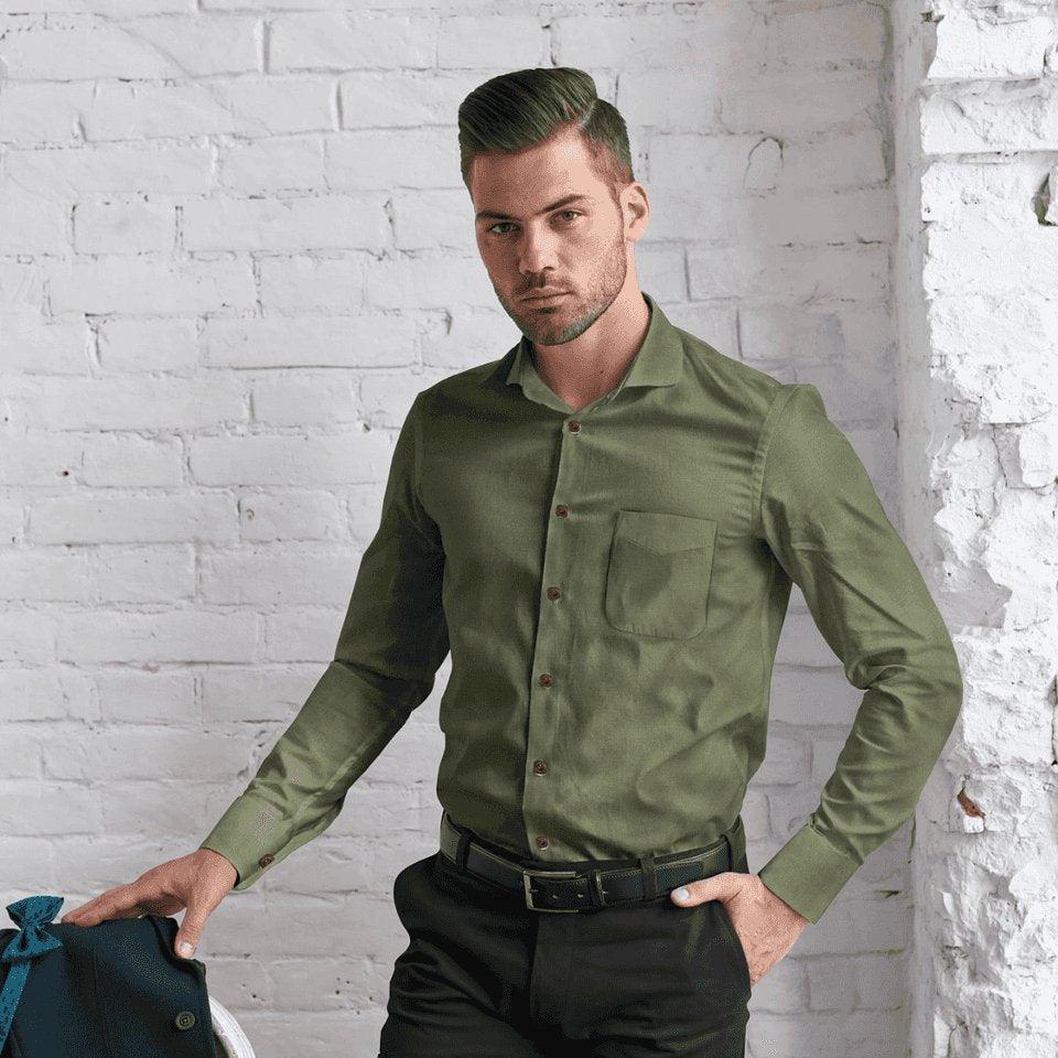 Hemploom - Elegant Hemp Shirt in Olive GreenMen's WearHemploom - Elegant Hemp Shirt in Olive Green | Organic Hemp Clothing