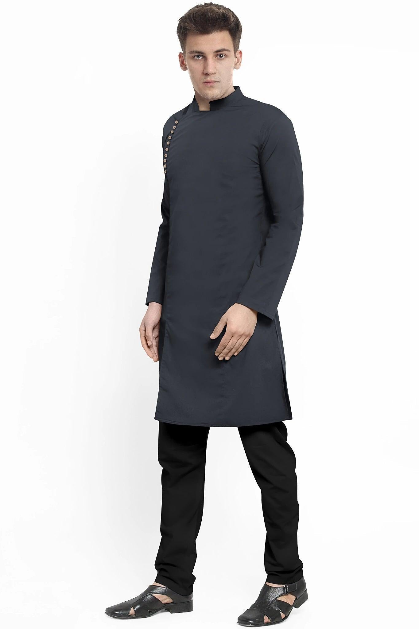 Hemploom - Festive Hemp Kurta in Black Colour.