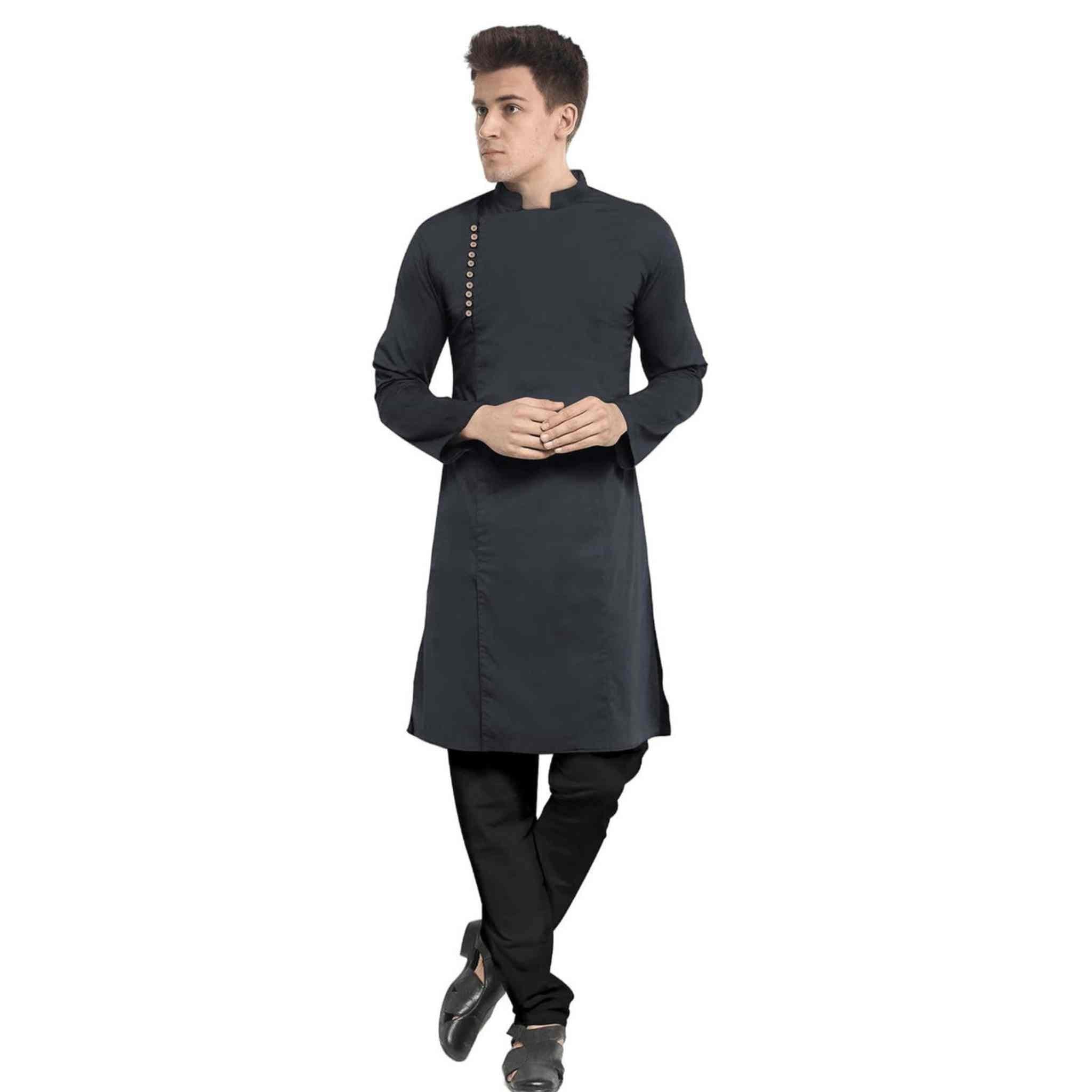Hemploom - Festive Hemp Kurta in Black Colour.