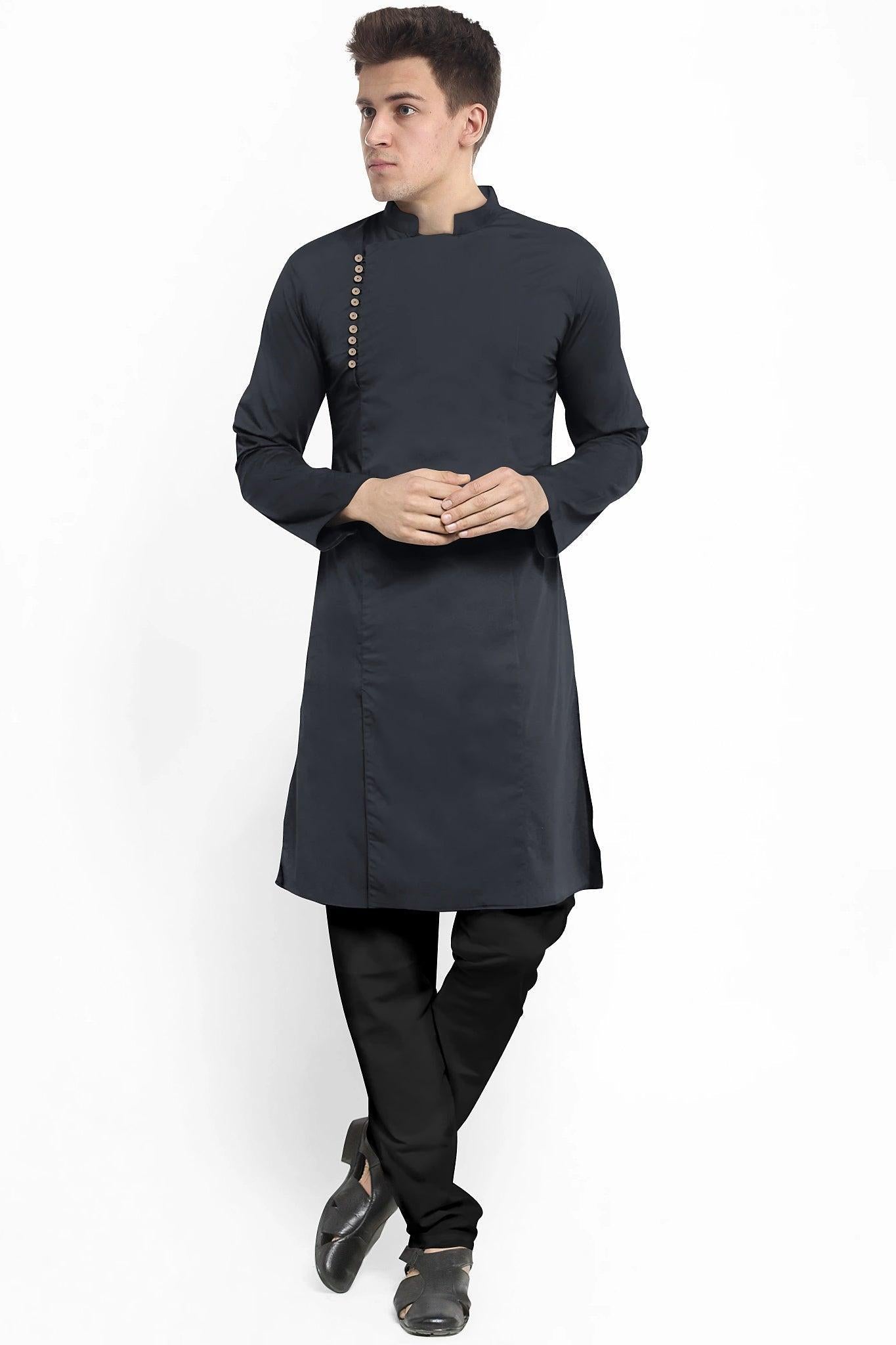 Hemploom - Festive Hemp Kurta in Black Colour.
