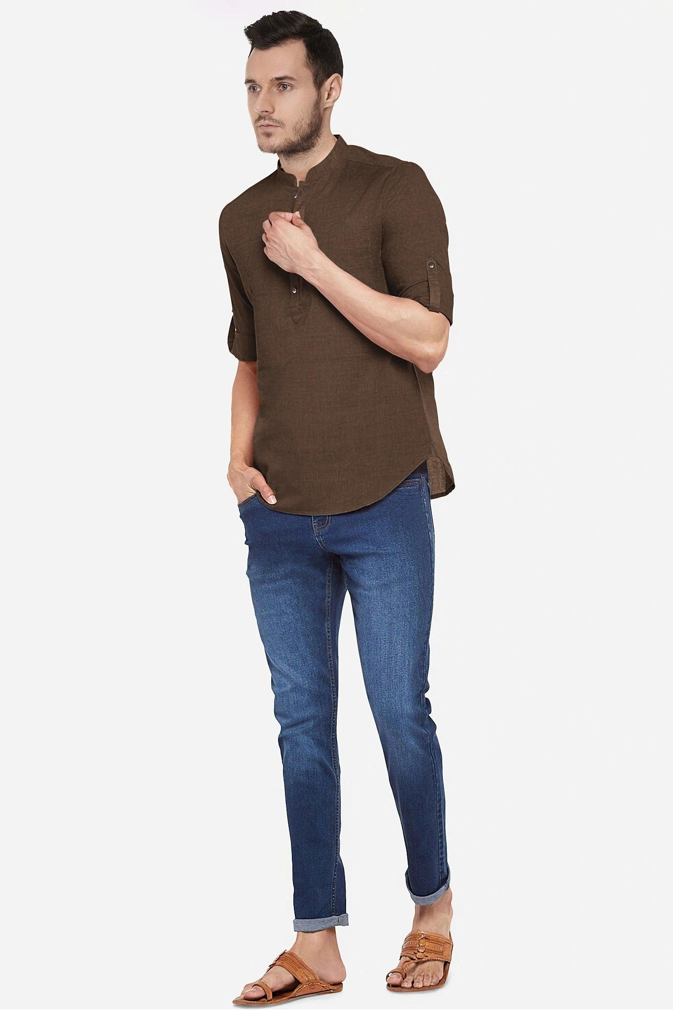Hemploom - Festive Hemp Kurta in Brown ColourMen's WearHemploom - Festive Hemp Kurta in Brown Colour | Hemp Clothing for Men