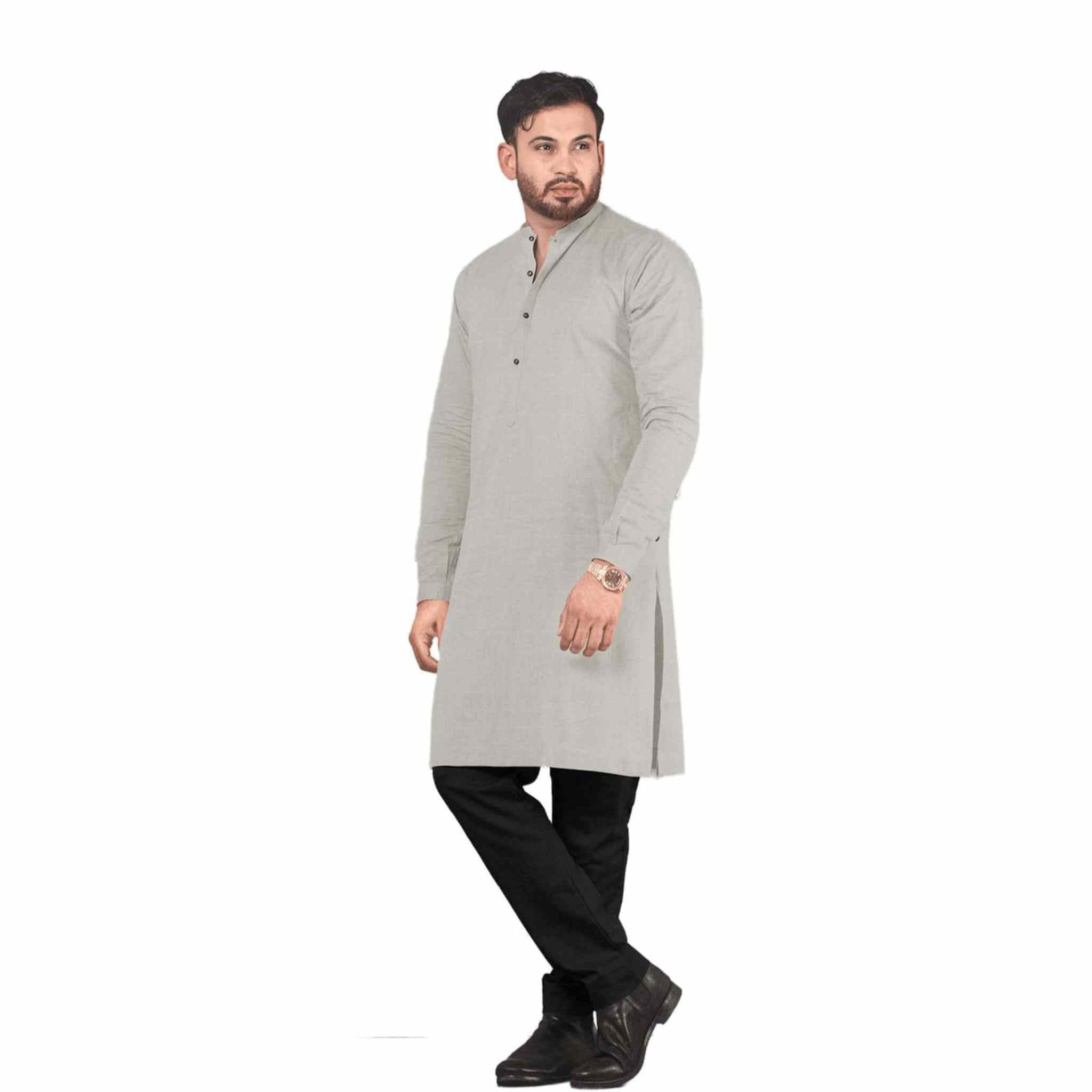 Hemploom - Festive Hemp Kurta in Grey Colour - CBD Store India